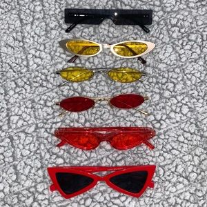 Sunglasses Set (6) Red Frames, Yellow Frames, Oval